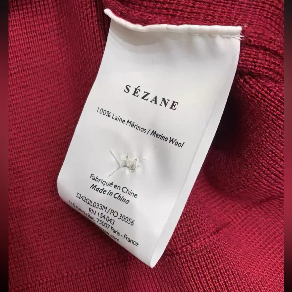 Sezane Women Betty Burgundy Wool Cardigan Jacket - Picture 4 of 6